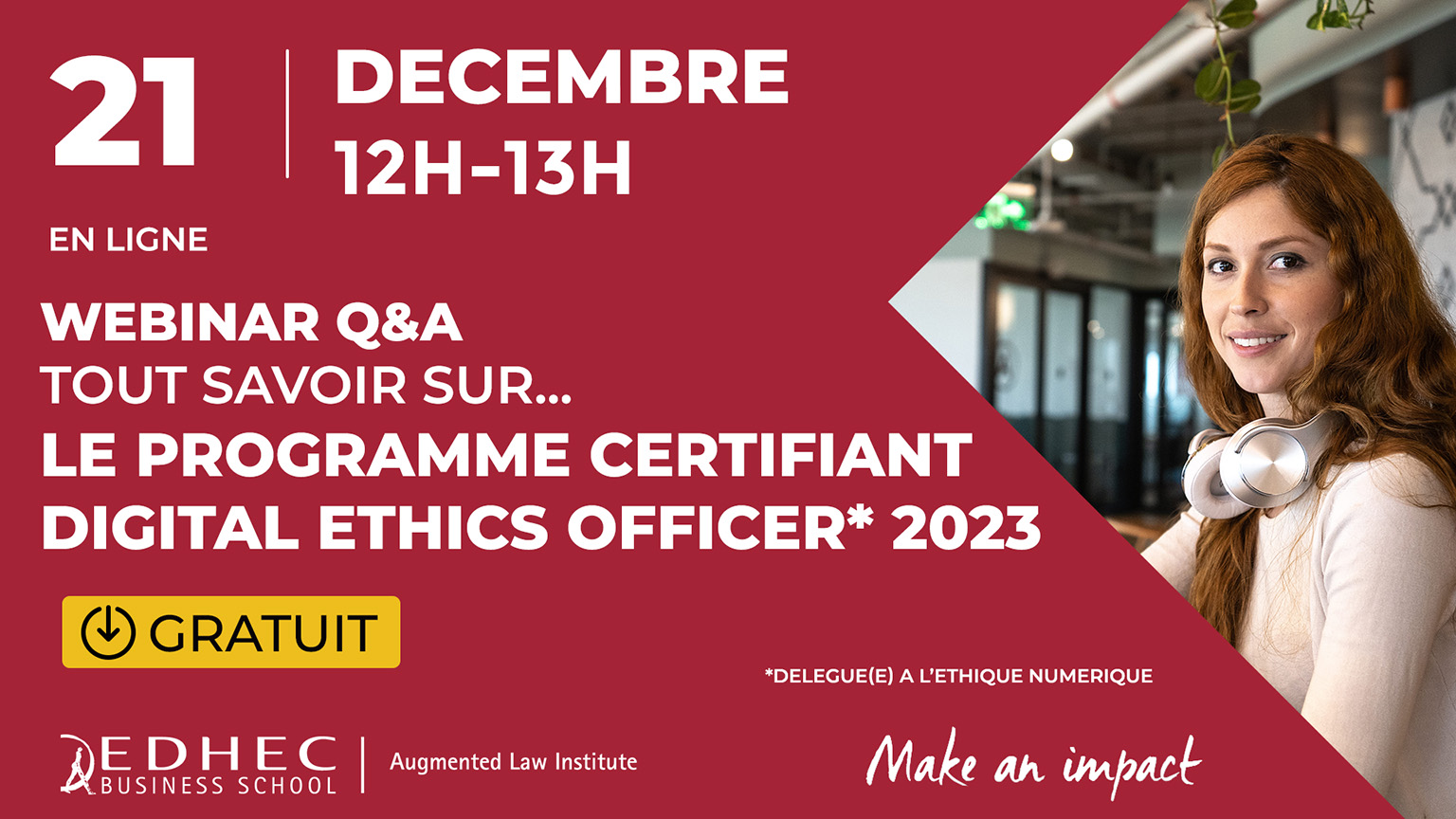 Webinaire de présentation de la formation Digital Ethics officer de l'EDHEC