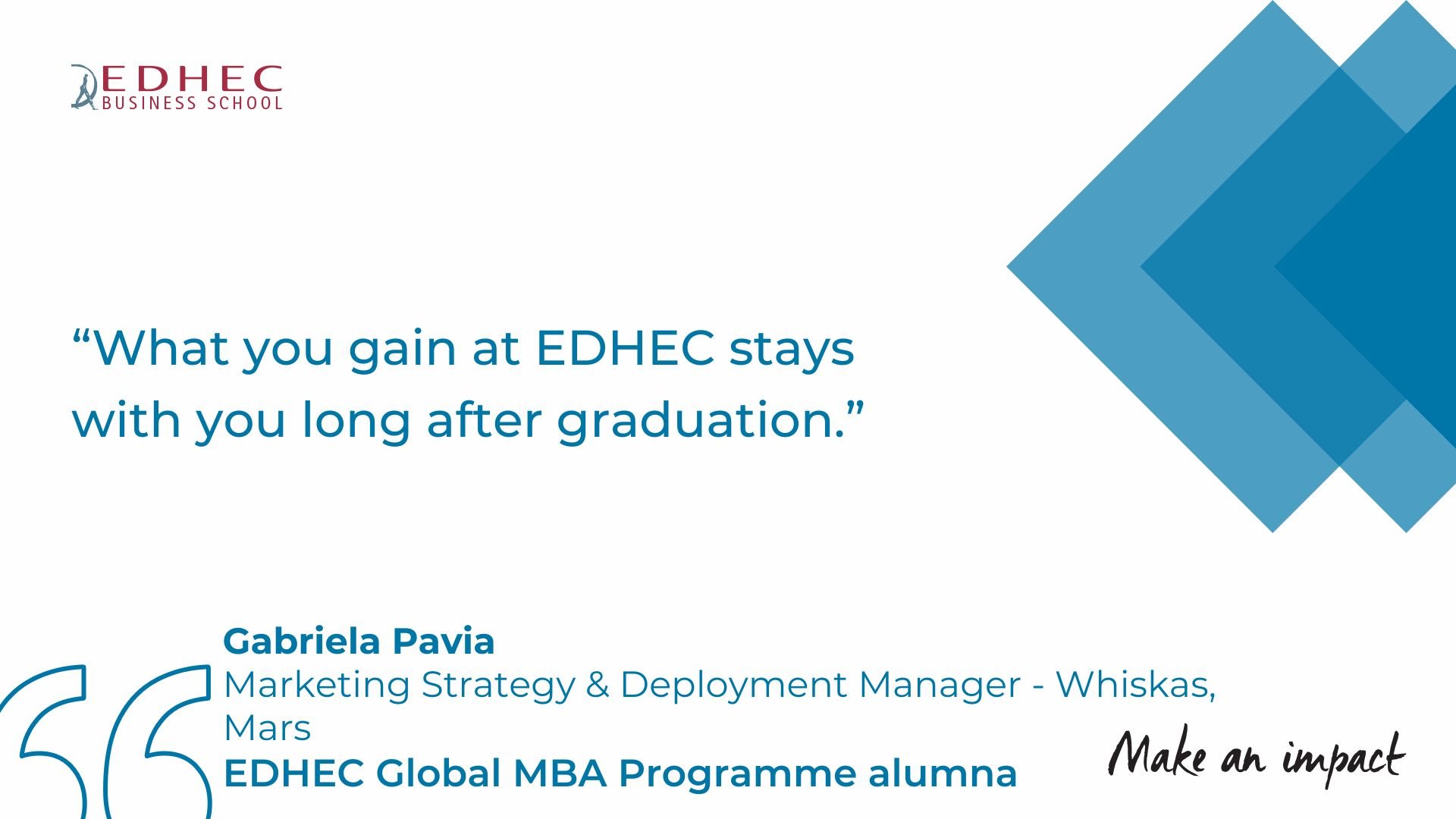 EDHEC Global MBA alumna Gaby Pavia quote