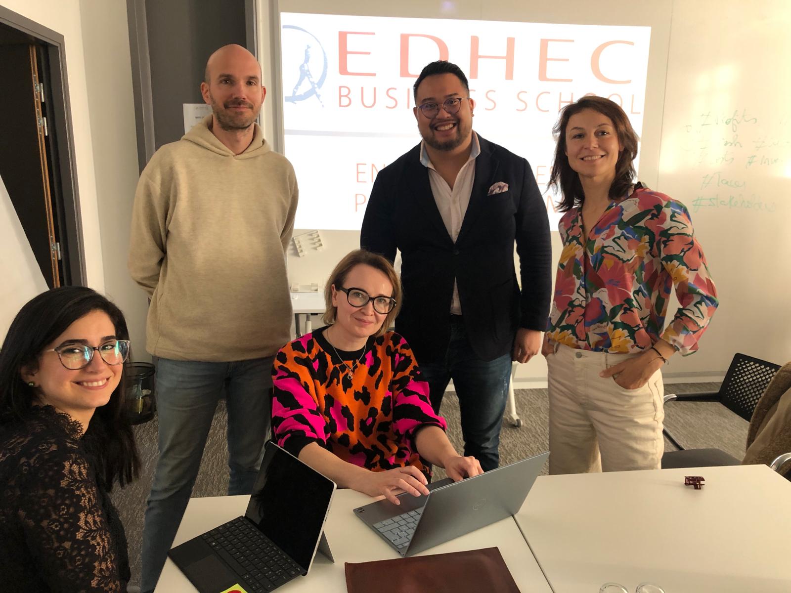 EDHEC EMBA alum Alexandre Nilsvang and his classmates during the programme
