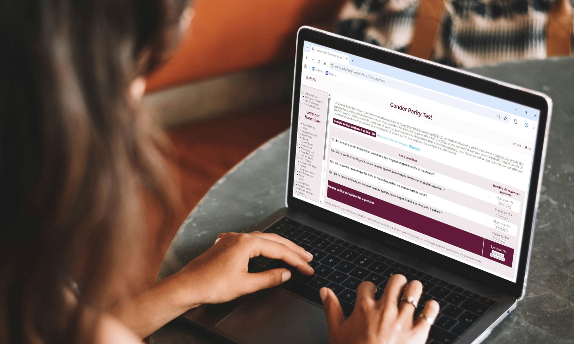Le site "Gender Parity Test" est disponible en français et anglais