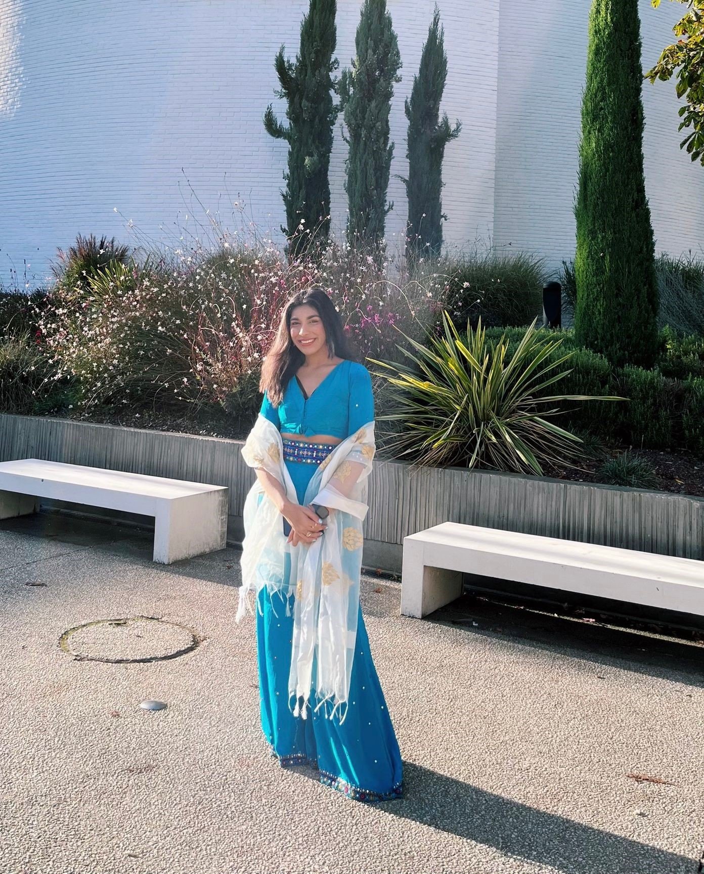 Mansha Jain in a sari dress